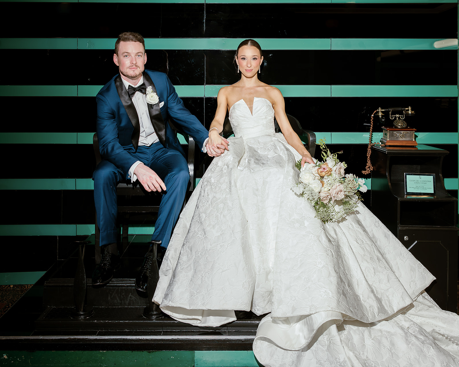 Hermitage Hotel Men's Bathroom Wedding Portrait